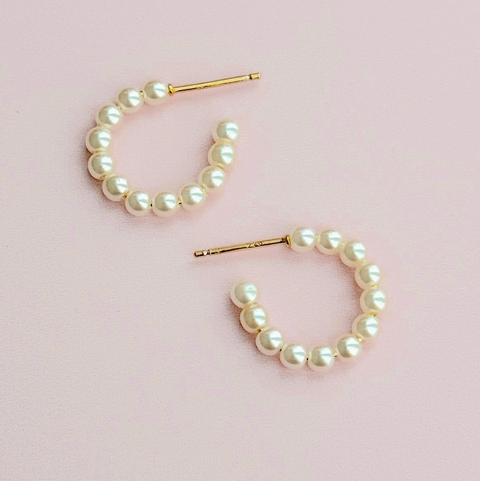  Mini Pearl Hoops
