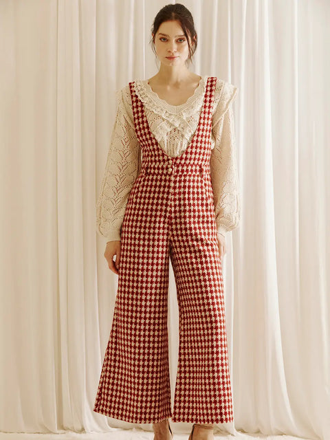  Houndstooth Tweed Jumpsuit