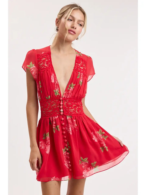  Rose Brushstroke Dress