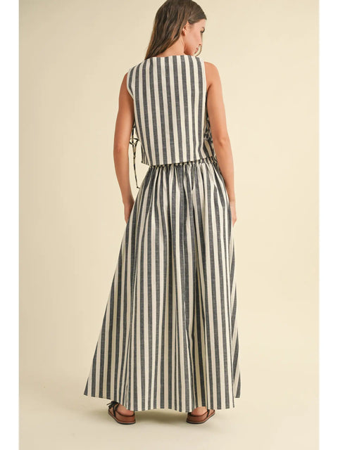  Striped Long Skirt