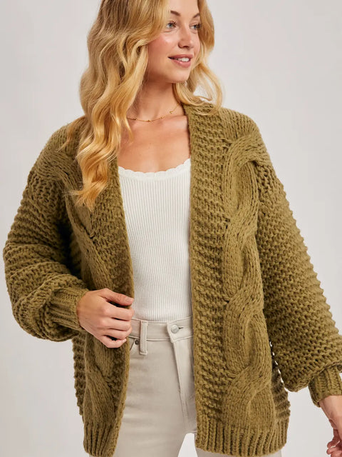  Chunky Cable Knit Cardigan