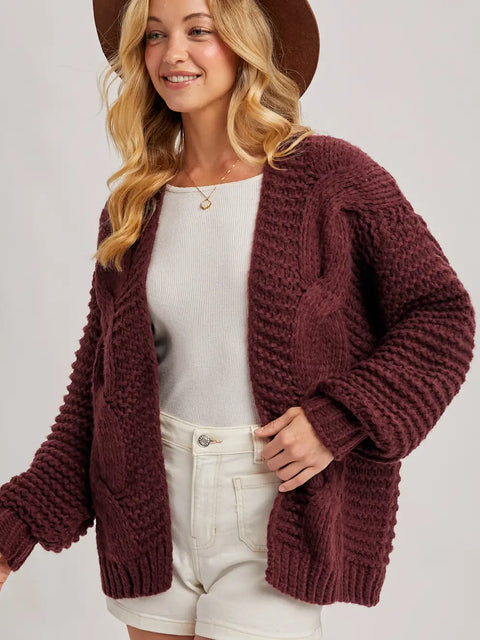  Chunky Cable Knit Cardigan
