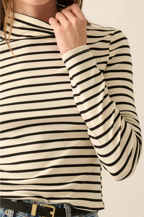  Striped Jersey Knit Turtleneck