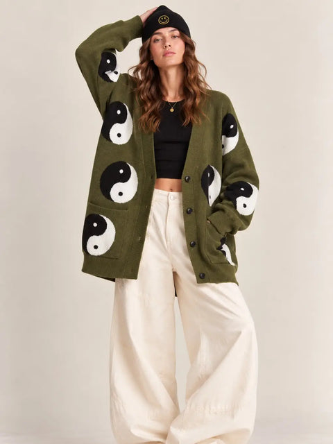 Oversized Yin Yang Cardigan