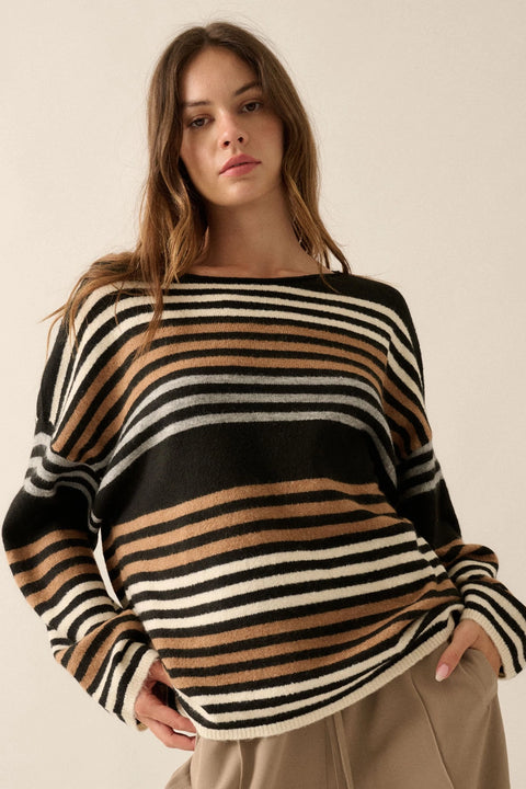  Boatneck Striped Sweater