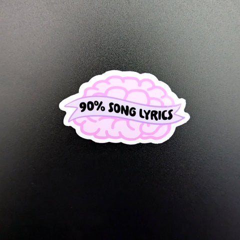 90% Song Lyrics Brain Sticker