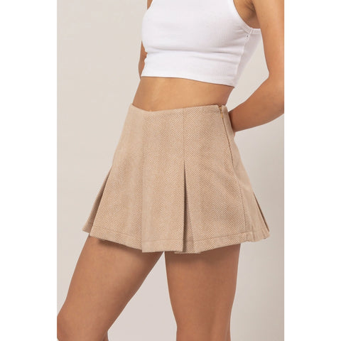  Herringbone Pleated Skort