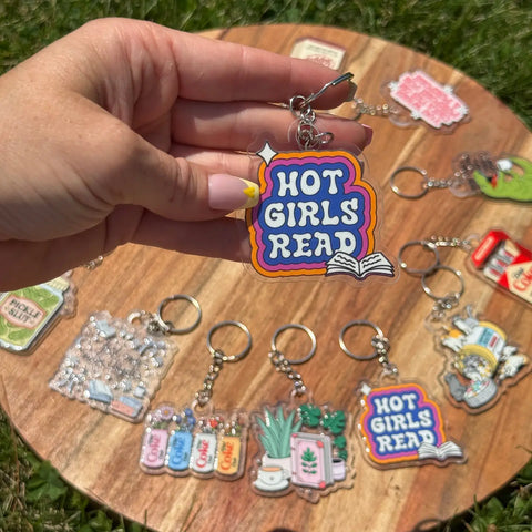 Hot Girls Read Keychain