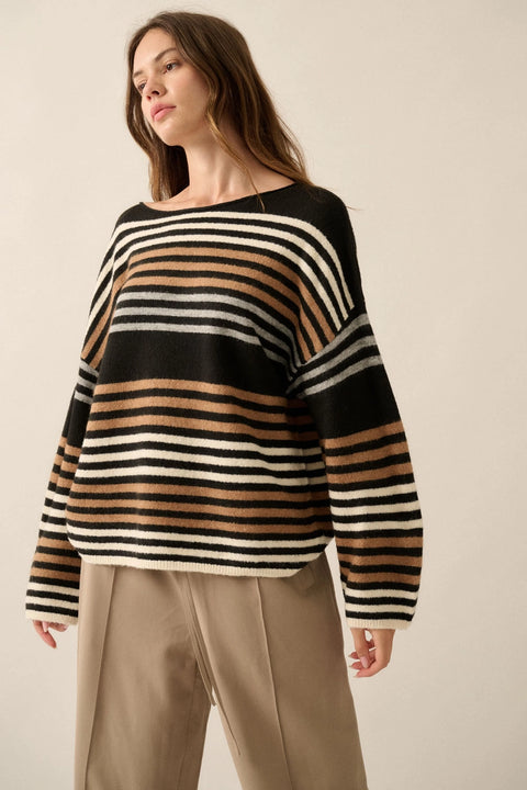  Boatneck Striped Sweater