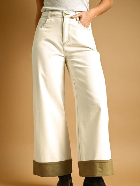  Contrast Cuff Pants