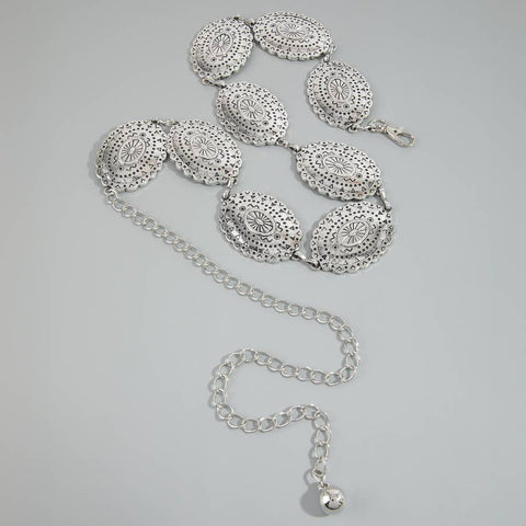  Starburst Medallion Scalloped Concho Chain Belt