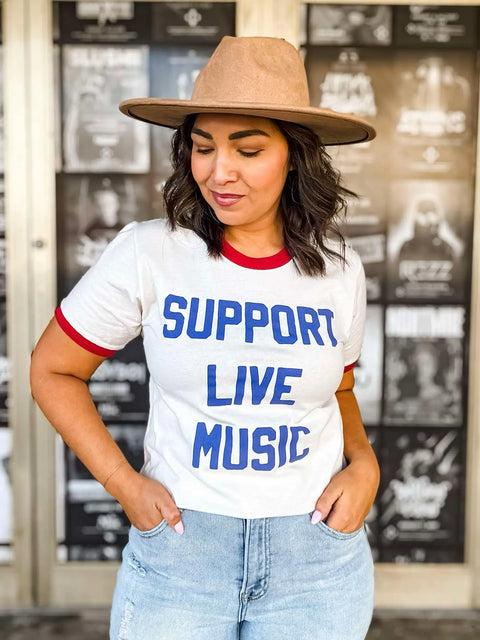 Support Live Music Ringer Tee