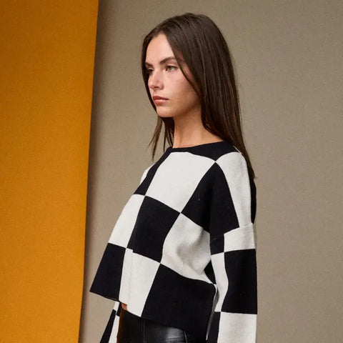 Sarah Round Checkered Top