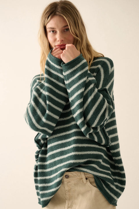  Pine Green & Blue Oversized Sweater