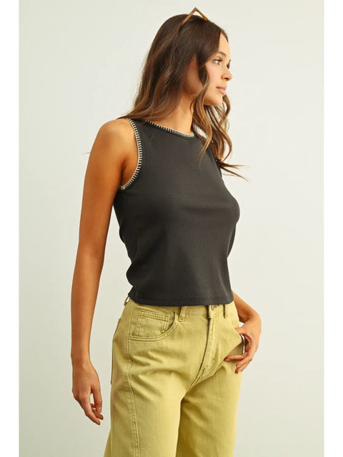  Ribbed Stitch Detail Tank