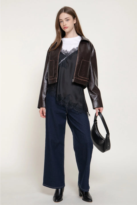  Brown Faux Leather Jacket