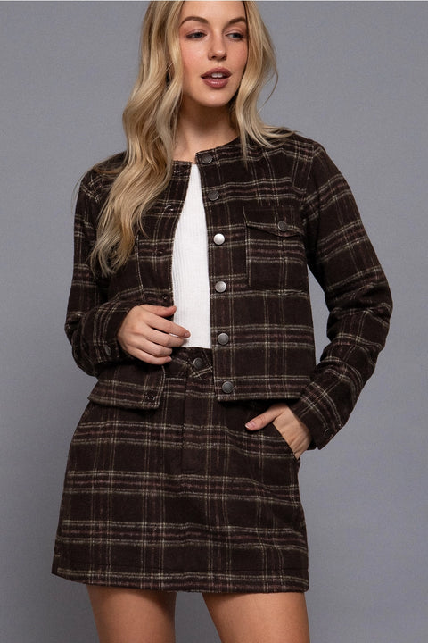  Brushed Plaid Mini Skirt
