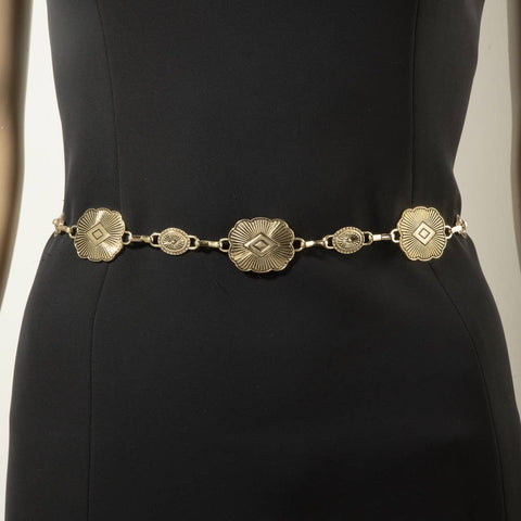  Engraved Concho Medallion Chain Belt