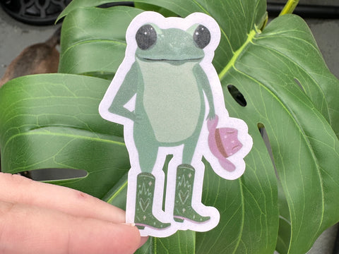 Cute Frog Cowboy Sticker