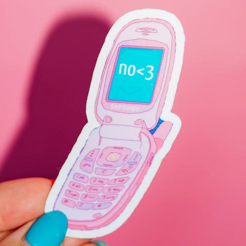 No <3 Flip Phone Sticker