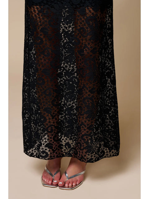  Sheer Lace Maxi Skirt