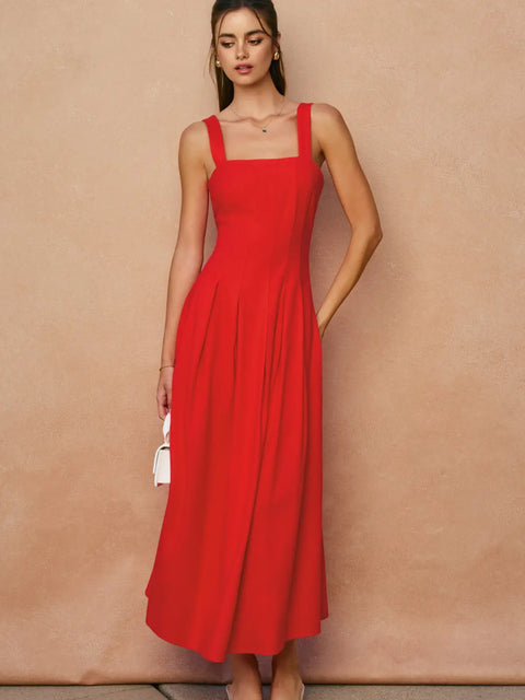  Red Linen Dress