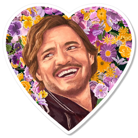 Pedro Pascal Floral Heart Sticker