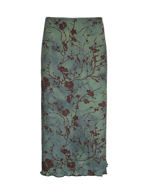  90s Autumn Green Skirt