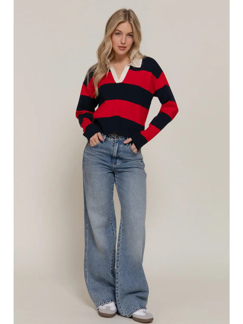 Long Sleeve Rugby Striped Sweater