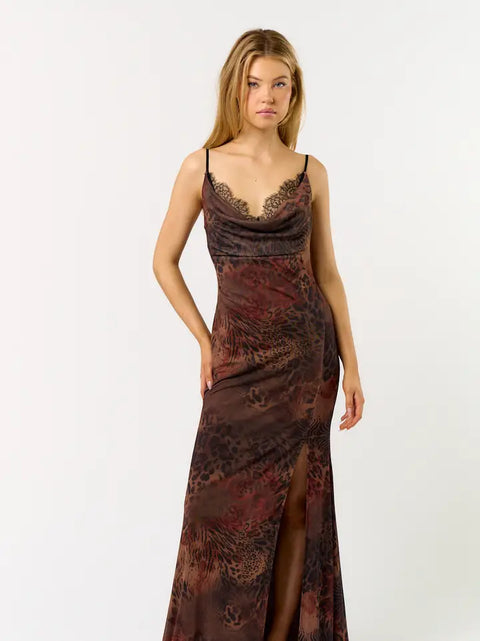  Lace Animal Print Dress