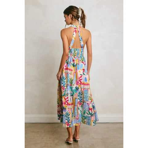  Summer Print Midi Dress