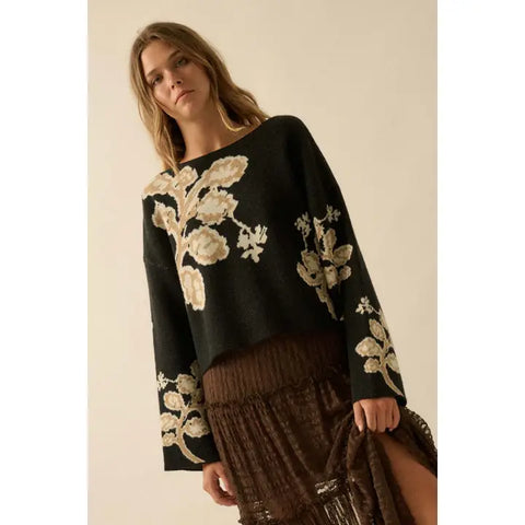 Floral Wide Sleeve Sweater