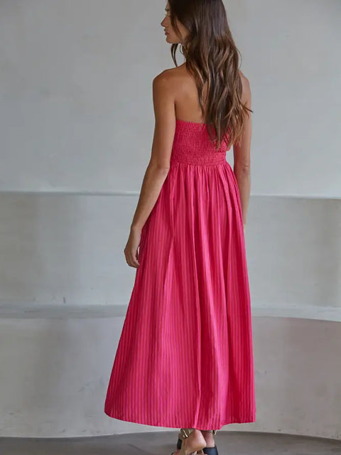  Striped Strapless Dress