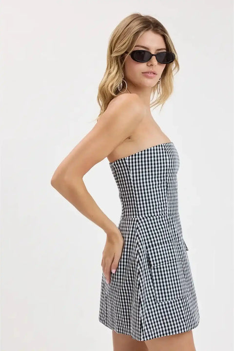 Bright Checker Front Pocket Tube Mini Dress