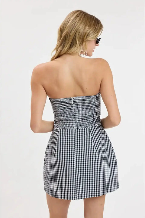 Bright Checker Front Pocket Tube Mini Dress