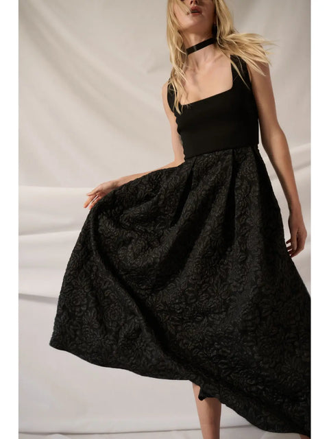  Textured Floral Jacquard Dress