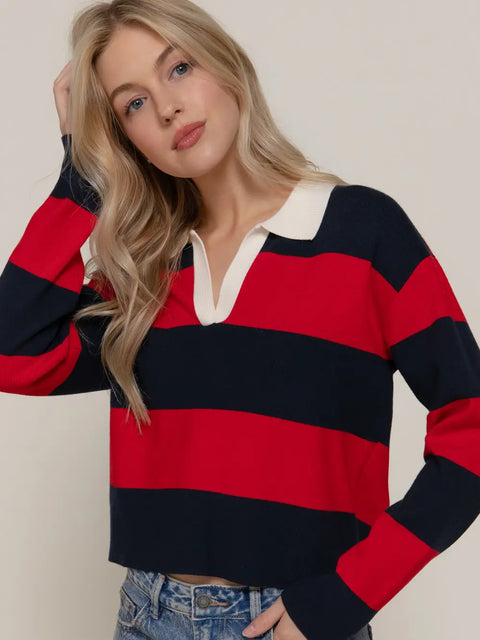 Long Sleeve Rugby Striped Sweater