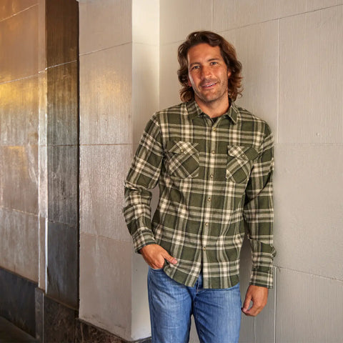 Dark Olive Flannel Button Down