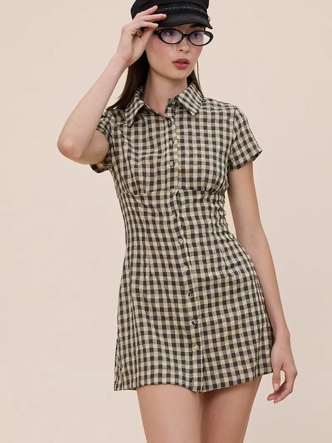  Vintage Checker Collar Dress