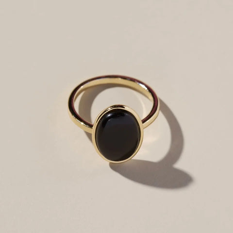 Black Oval Stone Ring