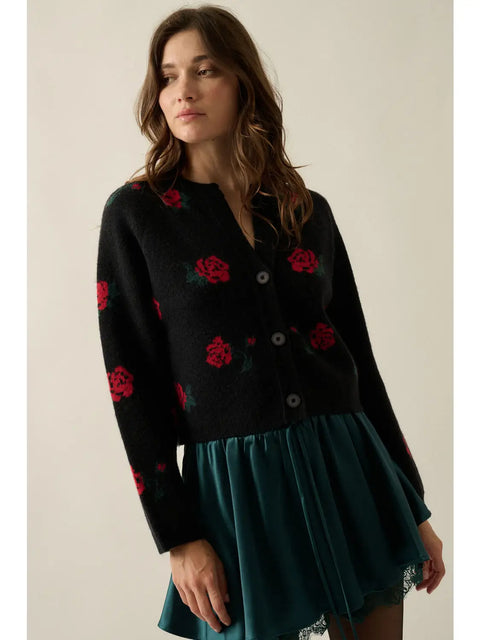  Rose Floral Cardigan
