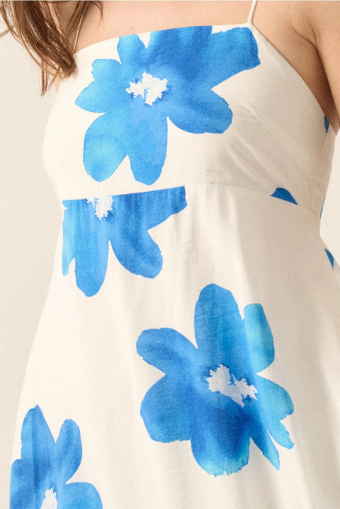  Summer Blue Open Back Dress