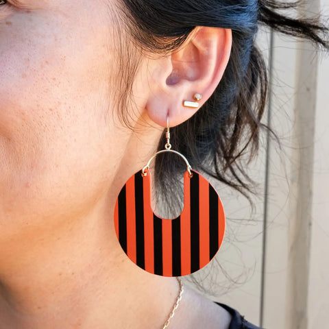 Orange Stripe Earrings