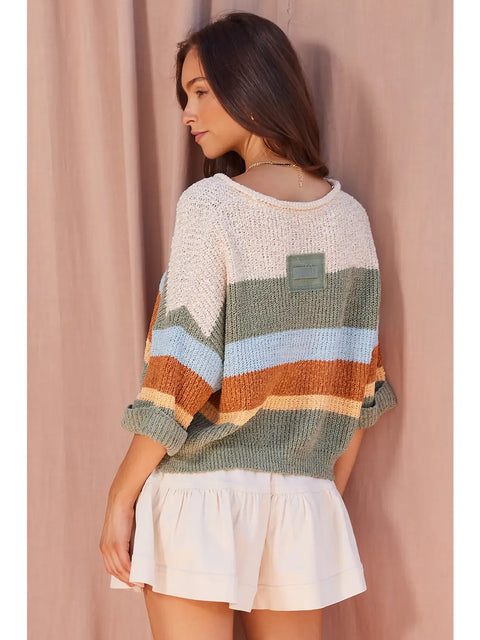  Multi-Stripe Patch Sweater