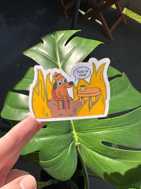  This Is Fine Cartoon Sticker