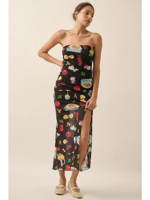  Italian Food Printed Dress