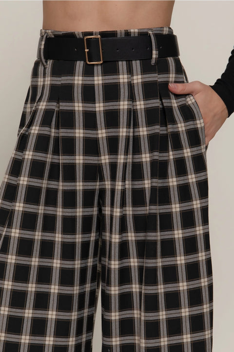  Plaid Wide Leg Pants