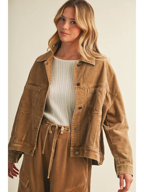  Corduroy Dropped Shoulder Jacket