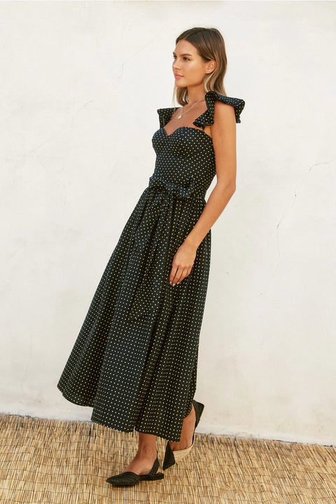  Pin Dot Corset Flutter Dress