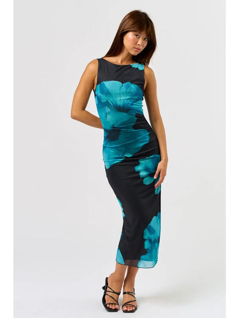  Bright Blue Floral Maxi Dress